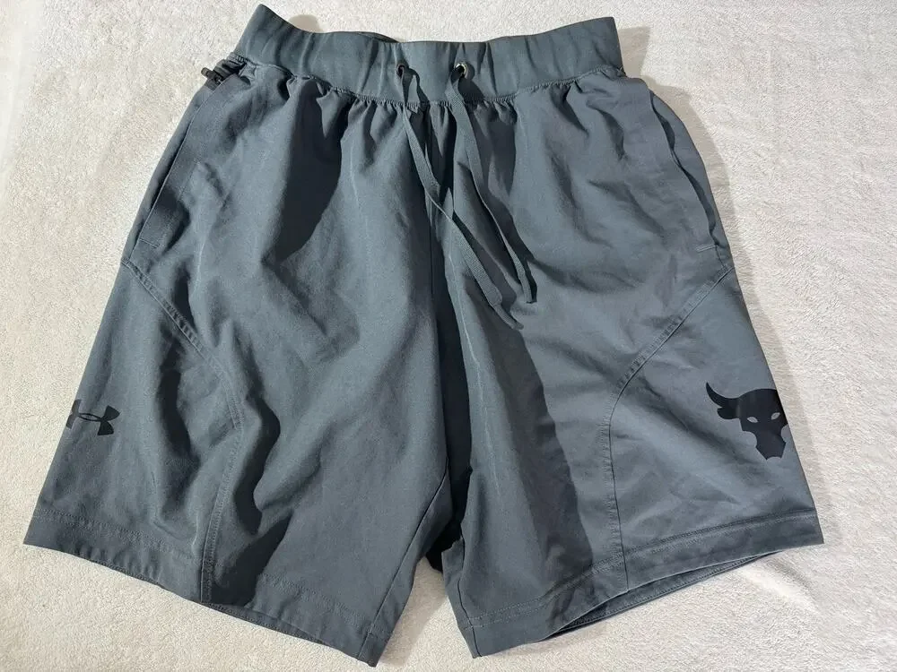 Under Armour Project Rock Shorts Heatgear Sz M Gray Workout Gear Trading